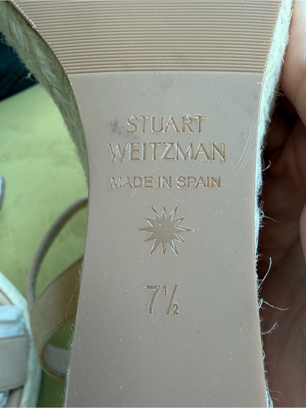 Stuart Weitzman Blush Suede Espadrille Wedge Sandals - Picture 9 of 10